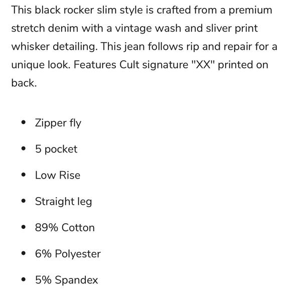 CULT OF INDIVIDUALITY ROCKER SLIM DENIM (SILVER STREAK) Size 31X33 - Picture 4 of 14